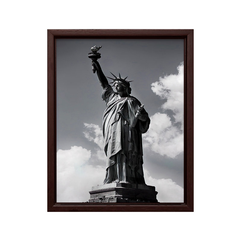 Statue de la liberté, Canvas, 11"H x 14"W, Brown Framed
