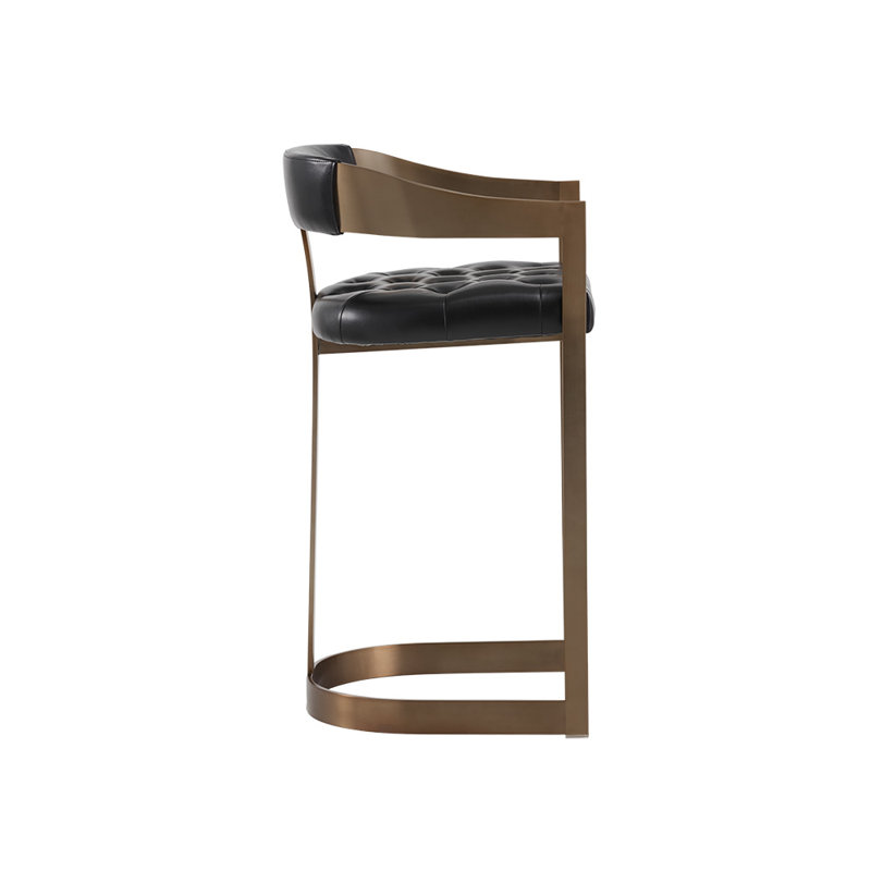 Beaumont 26" Bar Stool, Antique Brass, Cantina Black, Counter Stool (26" Seat Height)