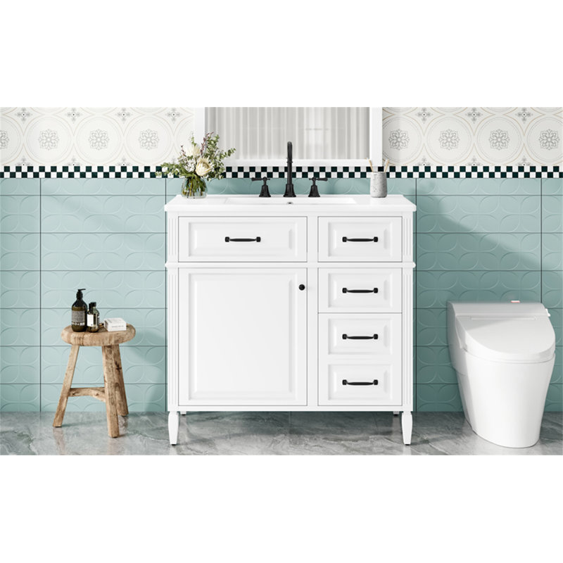 Meuble-lavabo 36 po avec comptoir en céramique, Blanc