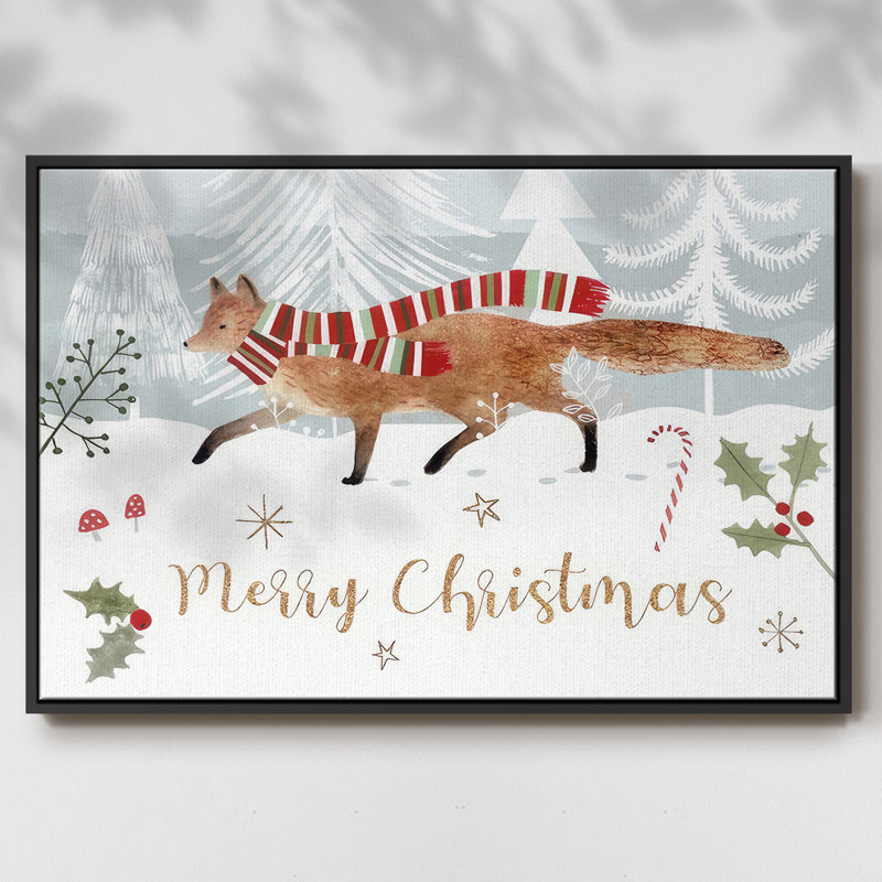Woodland Christmas Collection A, reproduction d'art sur toile, H 25 po x l 37 po x P 1,5 po, Cadre noir