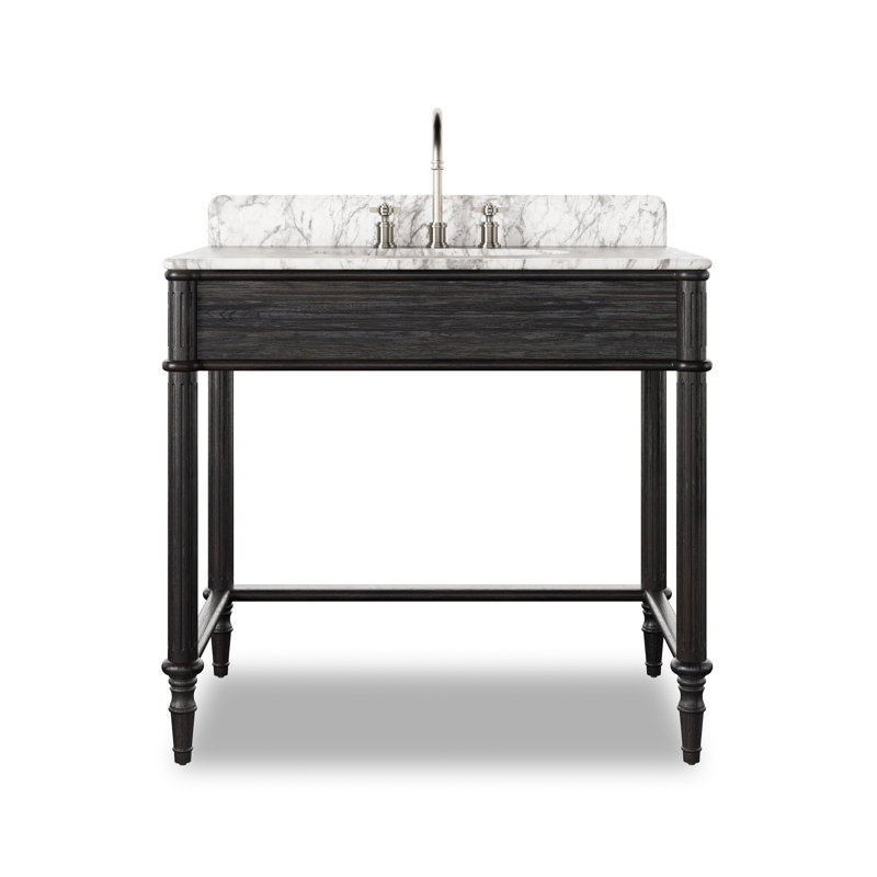 Toulouse Washstand-Washed Blonde Oak, Satin Black