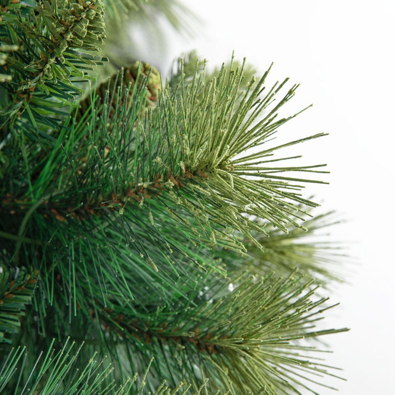 7.5 Ft Green PVC Pre-Lit Artificial Christmas Tree with Metal Stand