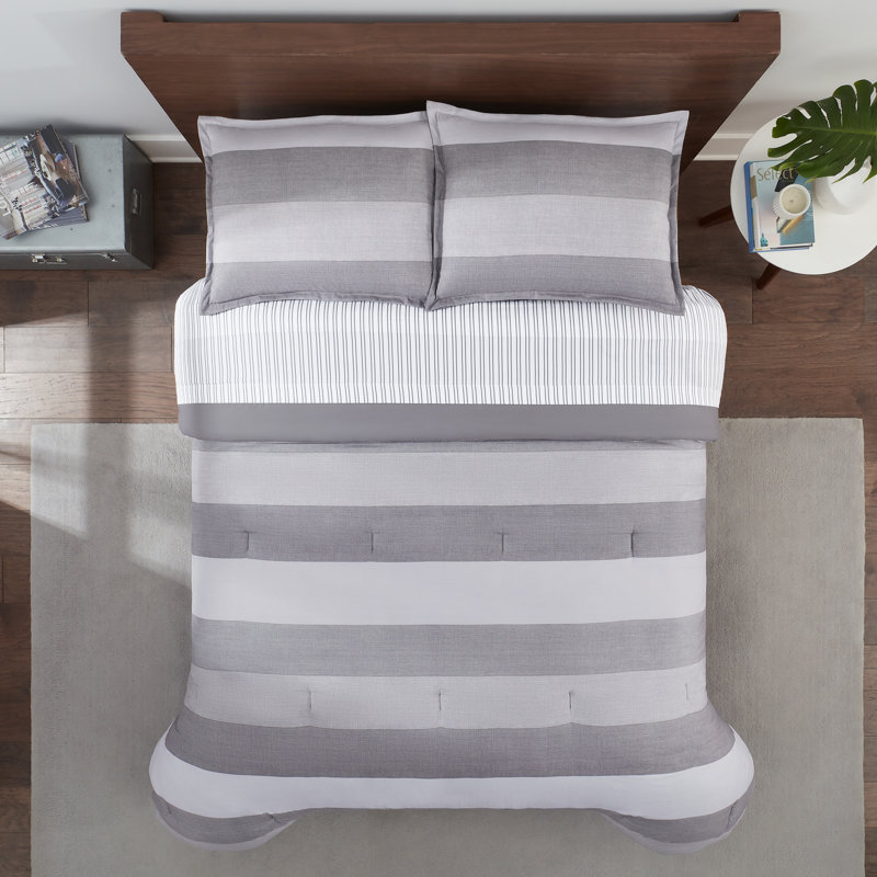 Queen Natural Microfiber Striped Bed in a Bag Set