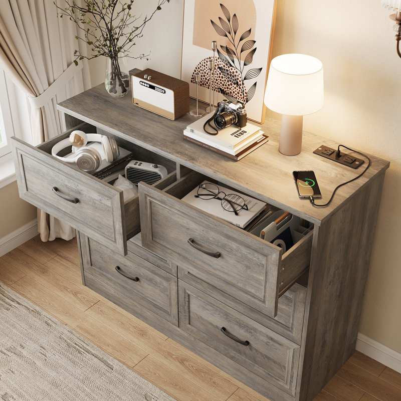 41.7 " W 6 - Drawer Dresser, Grey