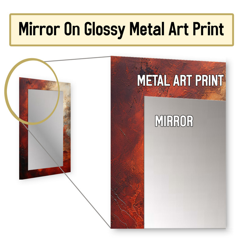 Marron Mars mystère de la planète - notre miroir décoratif système solaire, miroir mural rouge, impression d'art en métal