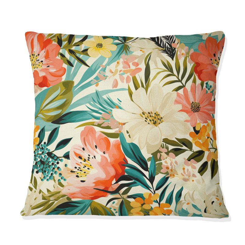 Coussin Botanical In Beige And Green I - Tropical, H 18 po x l 18 po