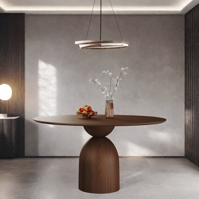Stipe Round Solid Wood Base Dining Table