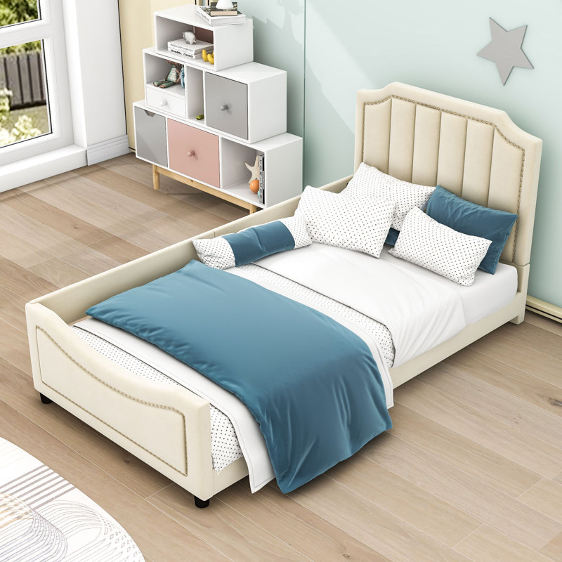 Lit tapissier pour enfant Latoire, Beige