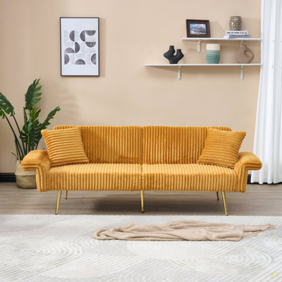 79 Inch Corduroy Sofa Bed, Foldable Double Sofa Bed With Folding Armrests, Suitable For Living Rooms And Small Spaces