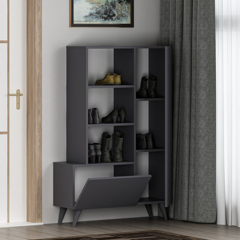 Baneen 8 Pair Shoe Storage Cabinet, Anthracite