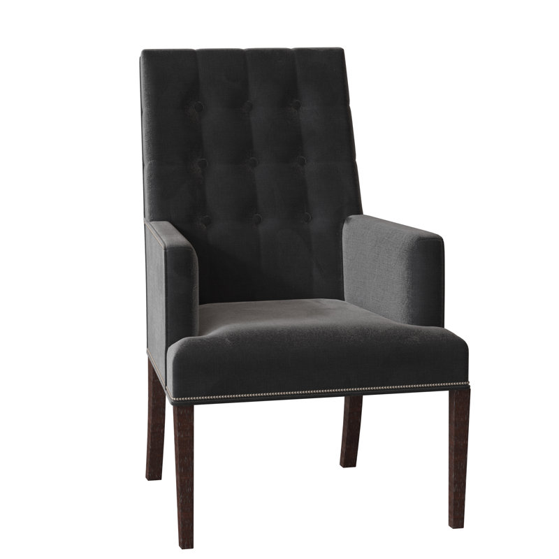 Libby Langdon 25.5" W Tufted Armchair, 8789 Bark Polyester, Espresso