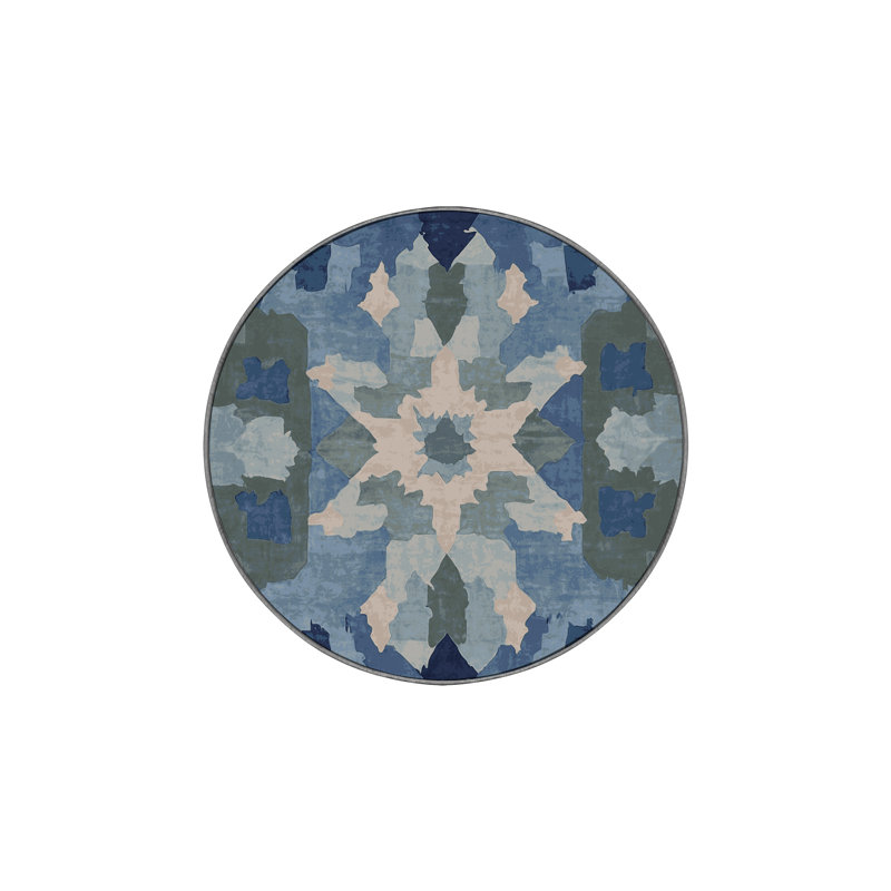 Machine Washable Gray Area Rug, Round 7'