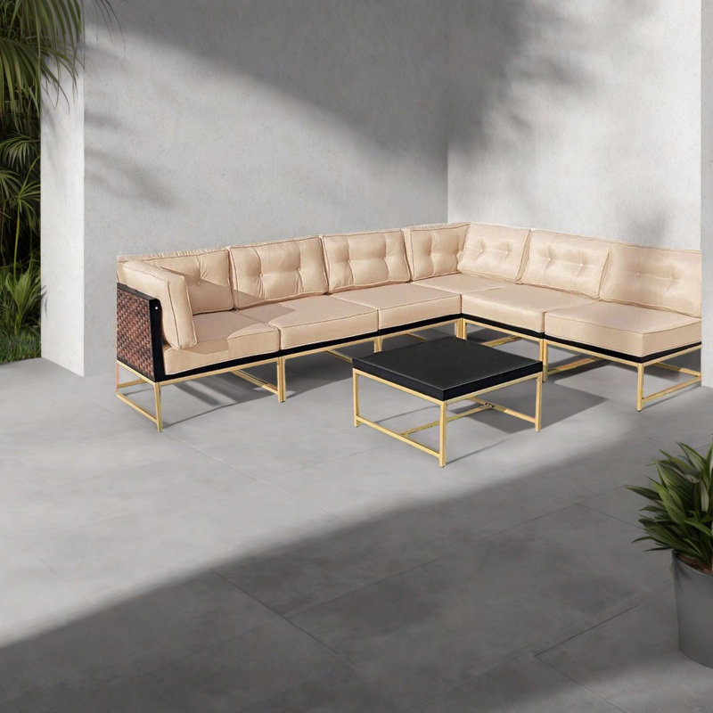 Pièce de canapés de patio, modulaire modulaire en métal pour la cour arrière
