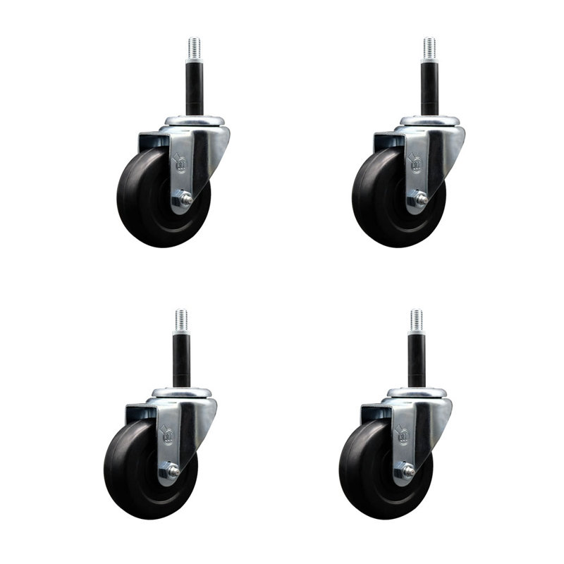 Ensemble de roulettes extensibles pivotantes en caoutchouc dur SCC NB 3,5 po x 3/4 po