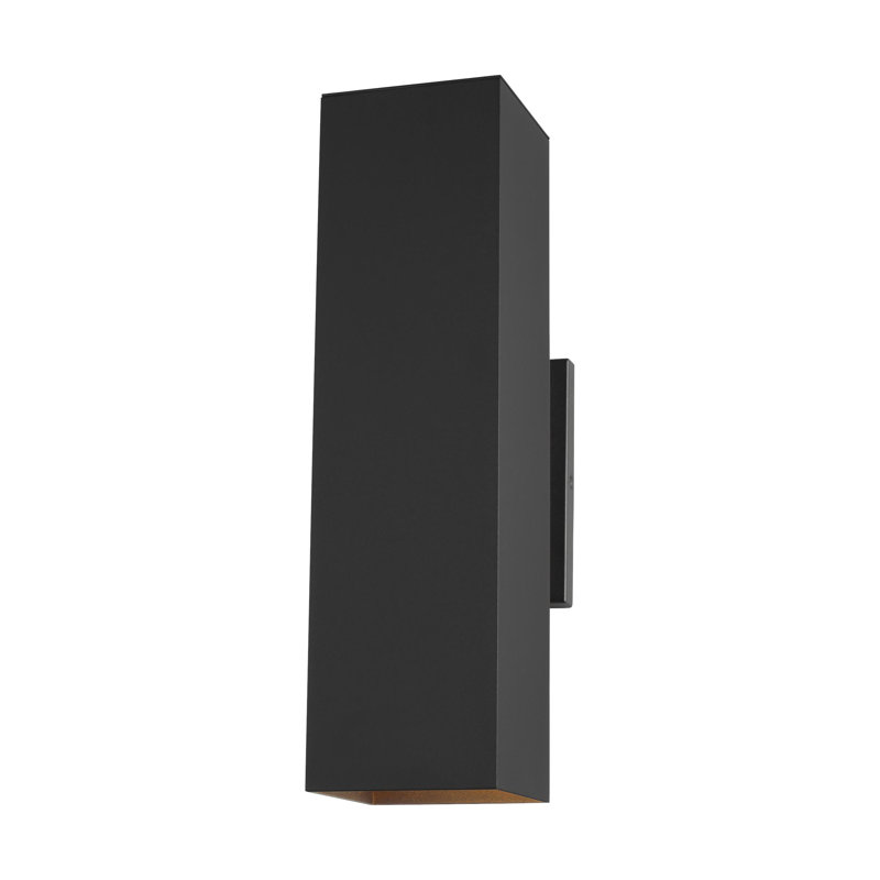 Medium Two Light Outdoor Wall Lantern, 18.5" H x 5" W x 7.75" D, Black, No
