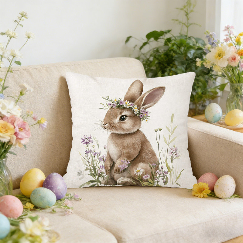 Coussins décoratifs de Pâques avec motifs de lapins, B