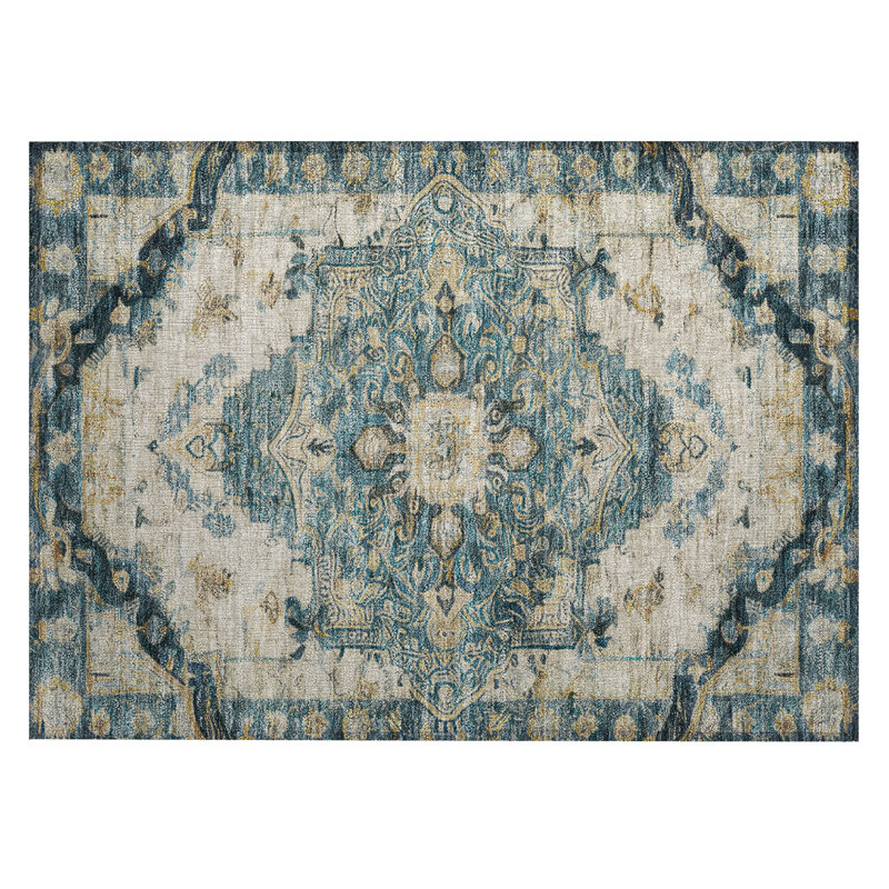 Machine Washable Indoor/Outdoor Chantille ACN2875 Global Rug, Teal, 2'6" x 3'10"