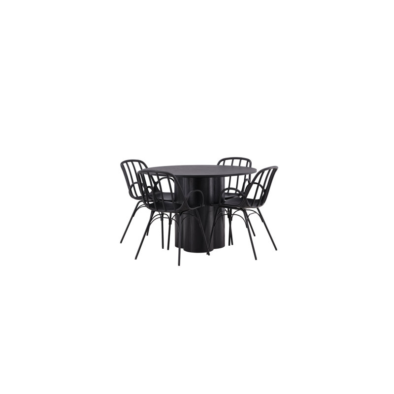 Rutland 4 -Person Dining Set, Black, Black, Black