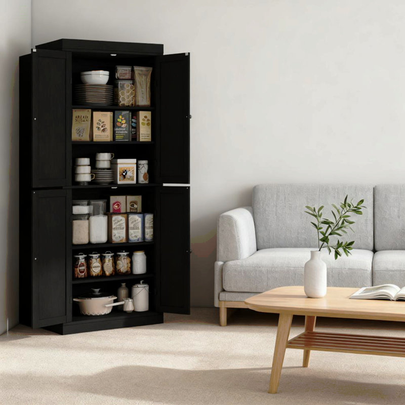 Armoire de cuisine de style nordique, armoire de rangement pour aliments autoportante, armoire de rangement avec portes et tablettes