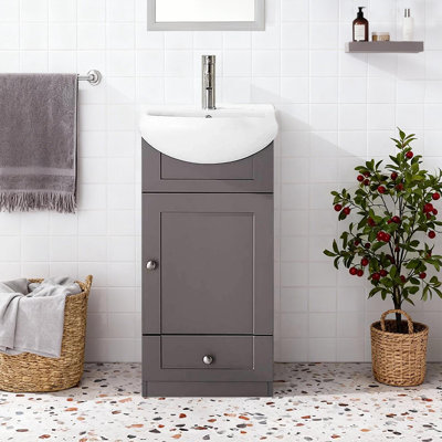 18"Modern Mini Free-Standing Single Bathroom Vanity With Sink