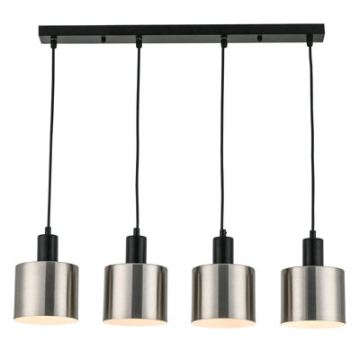 Tattersall 4 - Light Satin Nickel/Black LED Kitchen Island Pendant