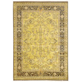 Hand Knotted Wool Area Rug in Gold And Black