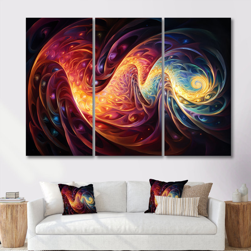 Ensemble de décoration murale Creight - Waves, Toile tendue, H 32 po x l 48 po x P 1 po