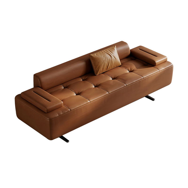 Banc rembourré en microfibre de cuir, H 20,47 po x l 70,86 po x P 21,65 po, Orange