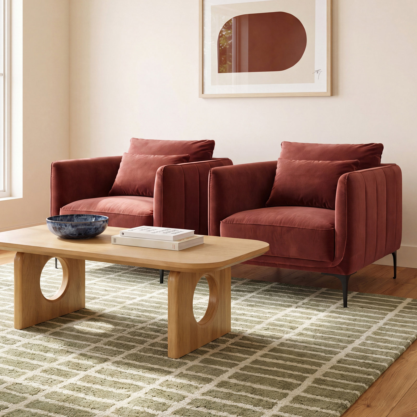 Rae Armchair, Falkirk Reddish Brown Velvet
