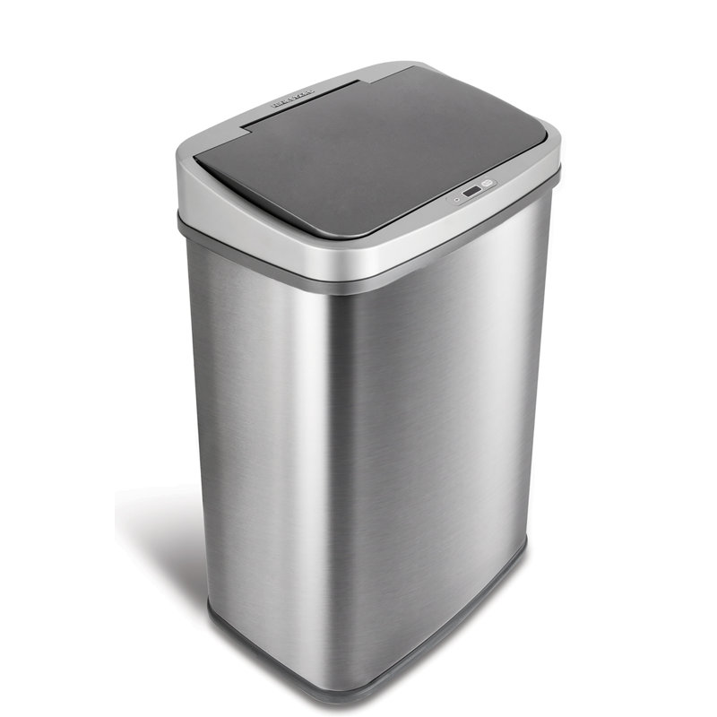 Nine Stars 13.2 Gallon Stainless Steel Motion Sensor Trash Can, Gray