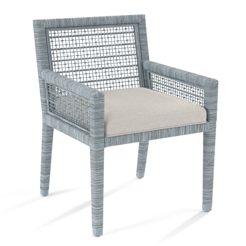 Chaise avec accoudoirs Glinda, Performance texturée blanche; 0865-91, Verre d'eau