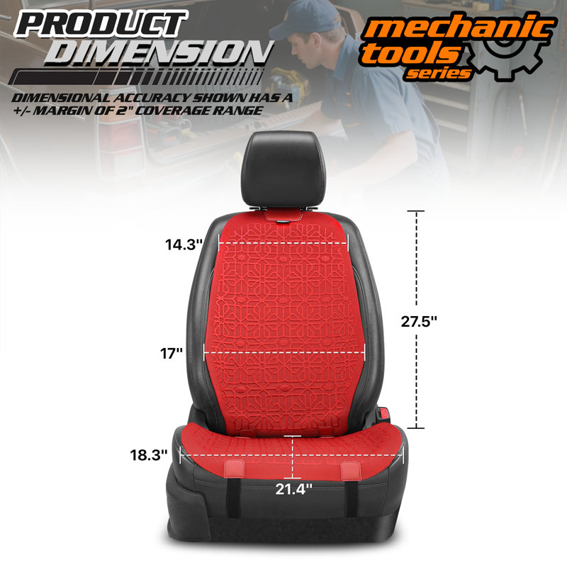 Protex Series Front Seat Covers Cushions, Sideless Car Seat Protector, Universal For Cars Trucks SUV, Red