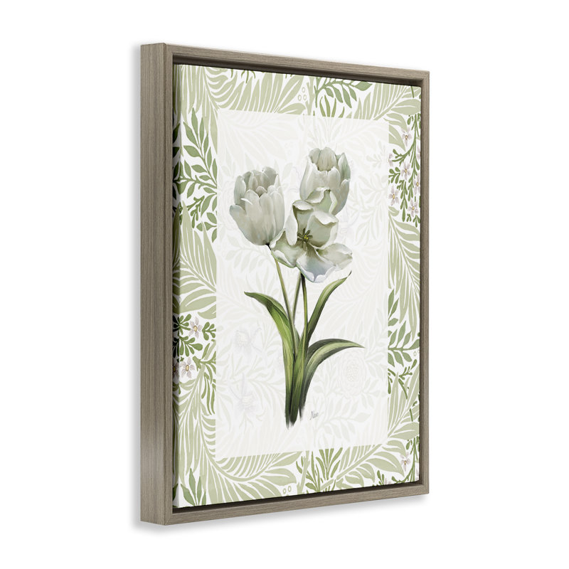 Cadre flottant Fresh Spring Tulip Bouquet, design par Nan, H 21 po x l 17 po, Montalcino orme flottant encadré