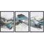 «Abstract Landscape Birds Flying Around The Mountains», reproduction de cadre flottant sur toile 3 pièces-56430707-56430708