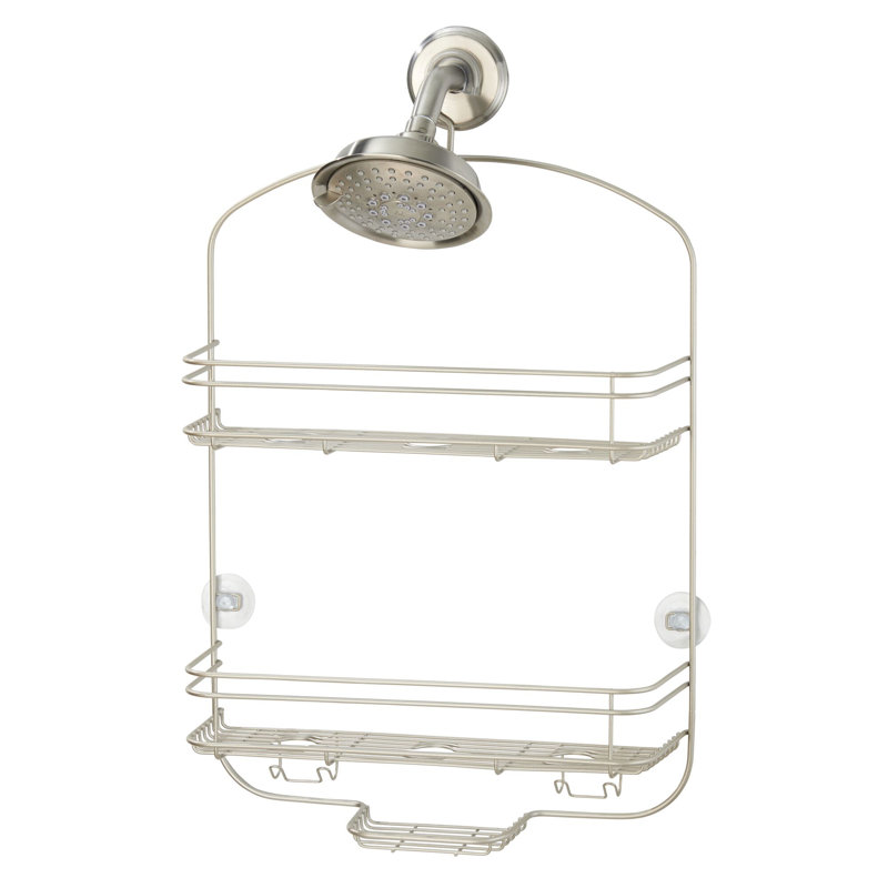 iDesign Medium Metal Hanging Shower Caddy, Bath Organizer, Satin, 24.20" H x 15.40" W x 4.50" D