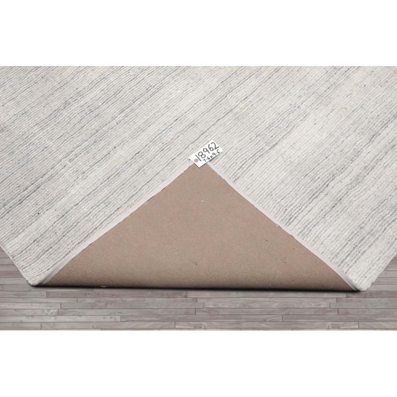 Tapis oriental blanc touffeté à la main multicolore texturé contemporain, Rectangle 12 pi x 18 pi