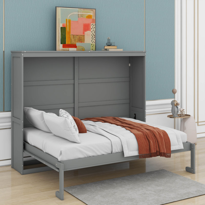 Full Size Murphy Bed Wall Bed, Gray