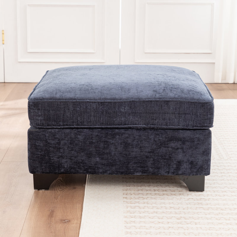 Bennett Upholstered Ottoman, Blue
