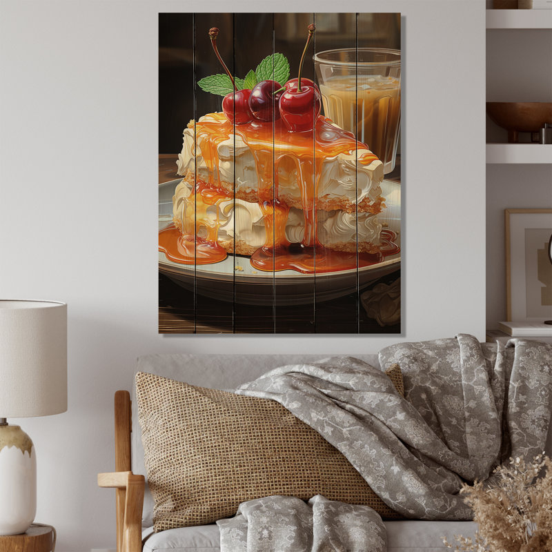 Gâteau au fromage orange de luxe sur bois, H 32 po x l 24 po x P 0,78 po