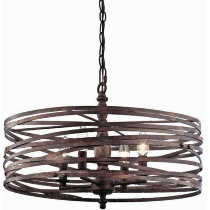 Lustre cage 4 lumières - Fer vieilli, Noir mat