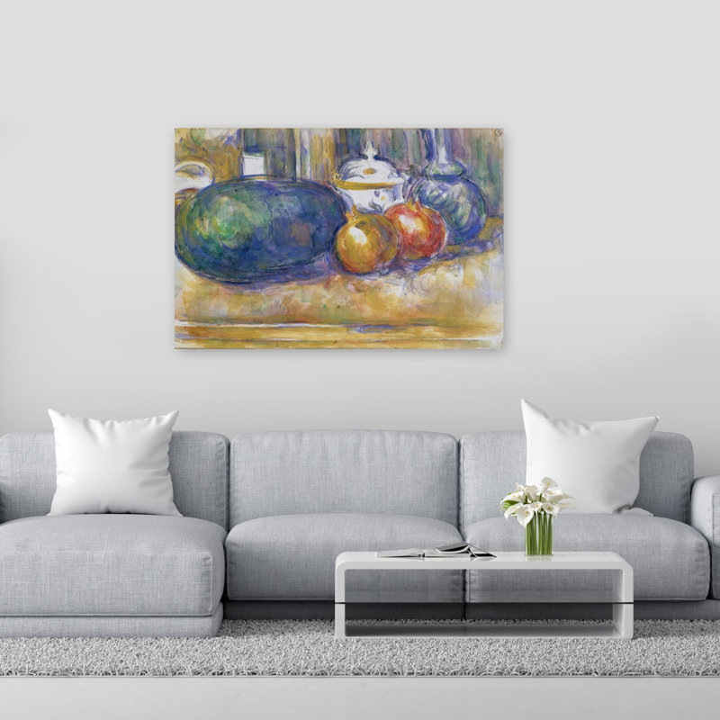 Nature morte à la pastèque et aux grenades, 1900, impression murale contemporaine abstraite impressionniste représentant des fruits