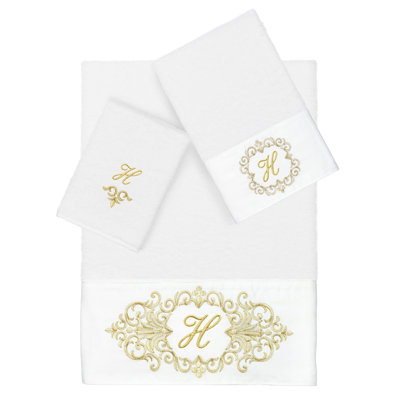 Linum Home Textiles 100% Turkish Cotton MONICA 3PC Embellished Towel Set