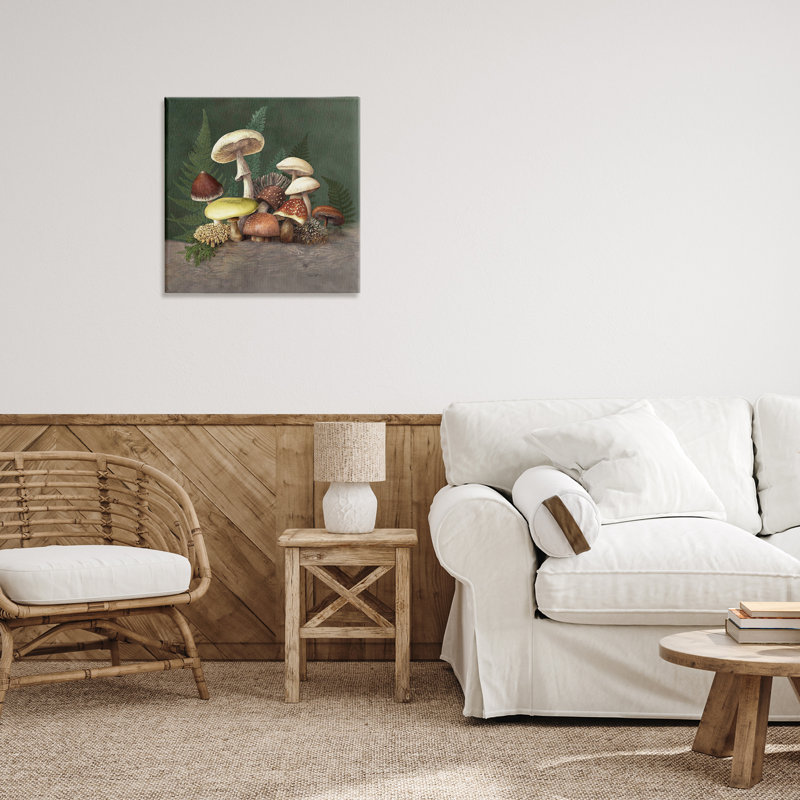 Champignons et fougères, toile de Tim Coffey, H 17 po x l 17 po
