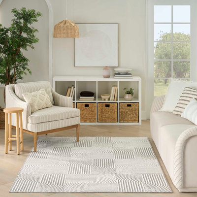 Coedy Grey Ivory Modern Indoor Rug