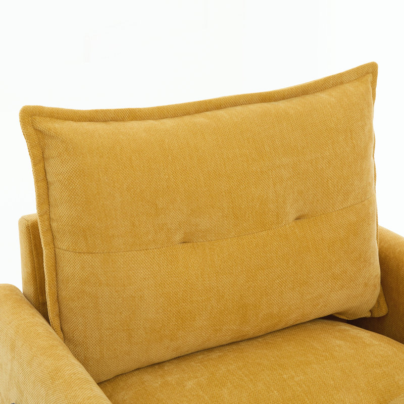 Fauteuil demi-tonneau pivotant - Chaise Mid-Century moderne, Jaune moutarde