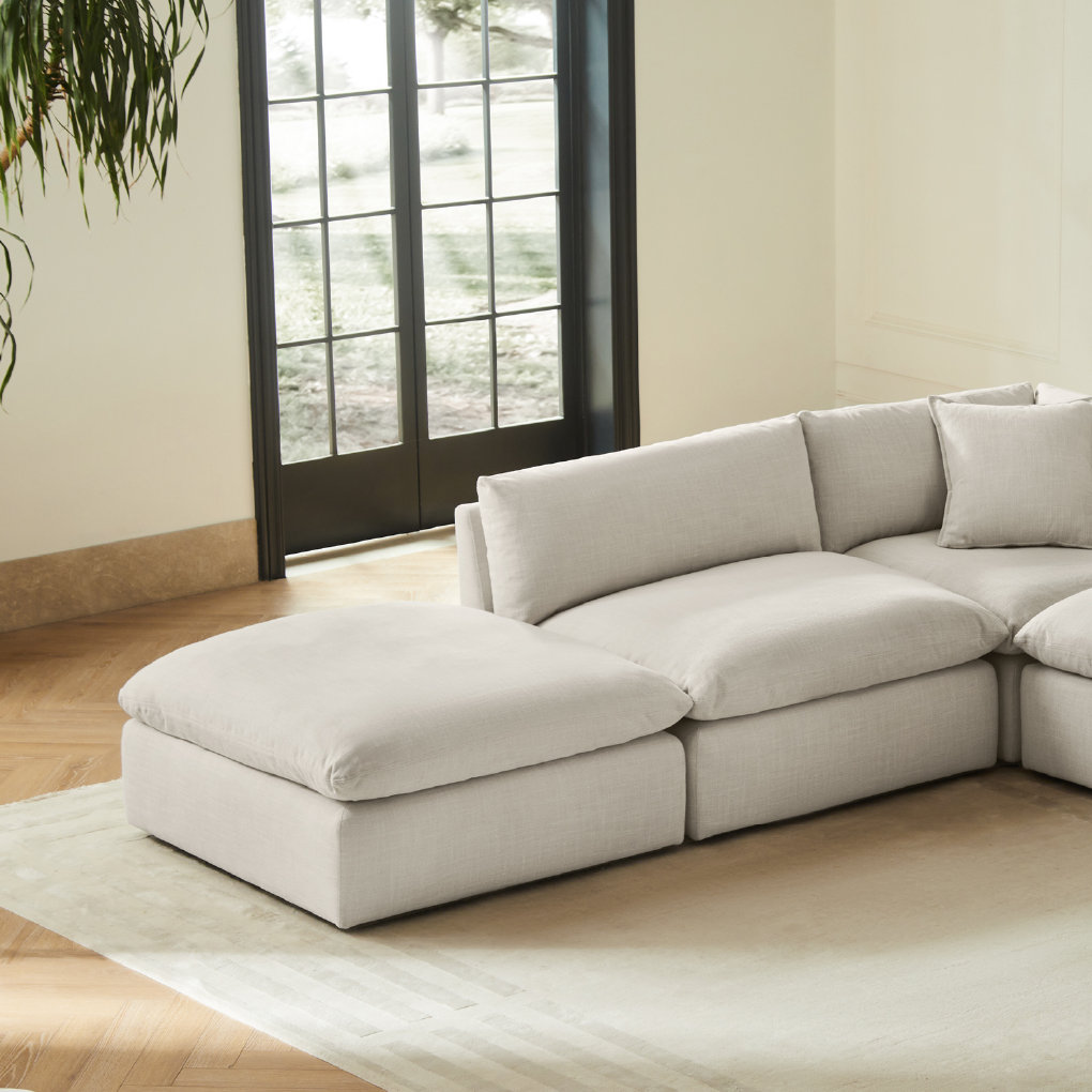 Annabella 41" Ottoman, Effie Linen Performance Weave