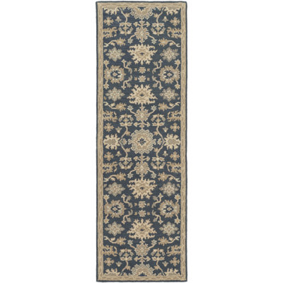 Tapis bleu marine / brun / beige en laine touffeté à la main Arden