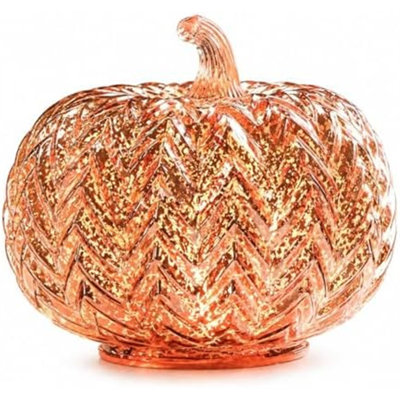 Red Mercury Glass Lighted Pumpkin with Timer