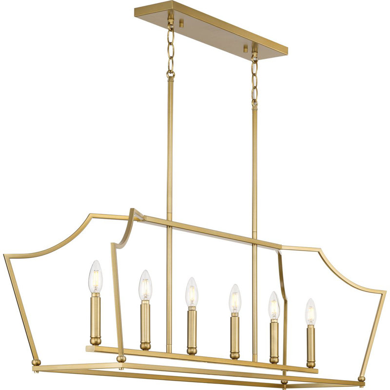 Nouveau lustre linéaire traditionnel à six lumières Ahkil, Bronze brossé