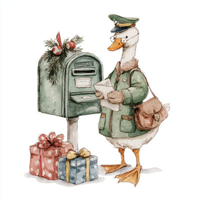 Art de toile de Noël boîte aux lettres d'oie